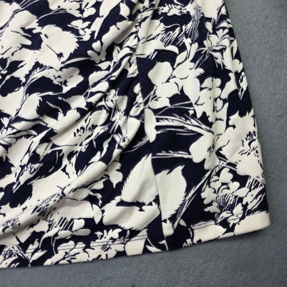 Talbots Shirt Womens 2X Petite Blue White Floral V Neck Surplice Wrap 3/4 Sleeve - Picture 5 of 12